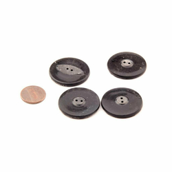 Czech Glass button lot (4) Art Deco 1920's swirl ribbed black silver lustre buttons 32mm