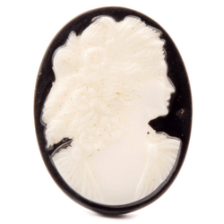 Large 40x30mm Czech vintage ladies head cameo glass cabochon