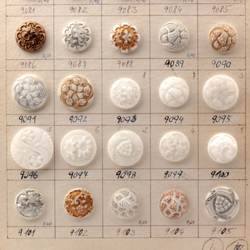Czech glass button sample card 30 vintage hand molded glass buttons