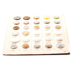Czech glass button sample card 30 vintage hand molded glass buttons