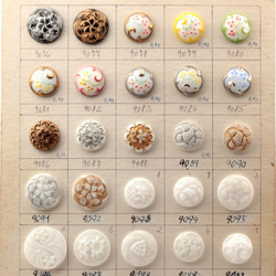 Czech glass button sample card 30 vintage hand molded glass buttons