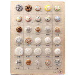 Czech glass button sample card 30 vintage hand molded glass buttons