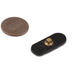 Antique Victorian Czech black glass button oval rectangle scrolls 27mm