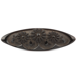 Antique Victorian Czech black glass button imitation rhinestone floral oval 32mm