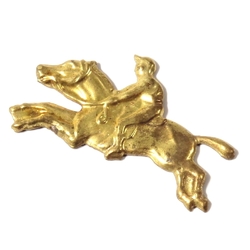 Vintage gold metal horse jockey pin brooch element stamping finding