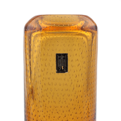 Vintage Czech topaz bicolor glass vase with controlled bubbles by Milan Metelak for Harrachov