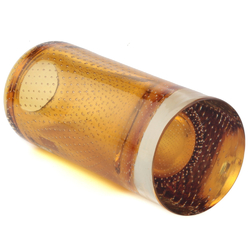 Vintage Czech topaz bicolor glass vase with controlled bubbles by Milan Metelak for Harrachov