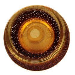 Vintage Czech topaz bicolor glass vase with controlled bubbles by Milan Metelak for Harrachov