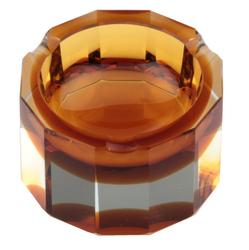 Vintage Art Deco Czech amber topaz bicolor crystal cased blown glass ashtray