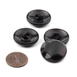 Lot (4) vintage Czech fluted Art Deco black glass buttons