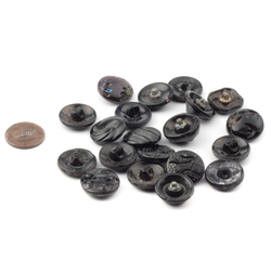 Lot (20) vintage Czech Art Deco geometric and floral black glass buttons