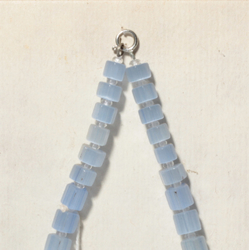 Czech vintage necklace frost blue satin atlas sapphire rondelle glass beads 