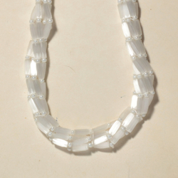 Czech vintage 5 strand necklace frost satin atlas glass beads 
