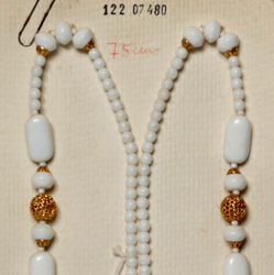 Czech vintage necklace element white glass beads gold metal findings 30"