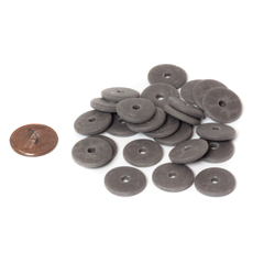 Lot (24) 16mm matte gray rondelle large hole vintage Czech trade glass beads