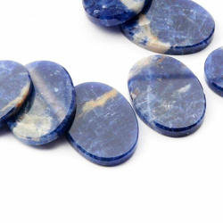 Lot (8) 18x13mm vintage Austrian D.S flat oval blue sodalite gemstones