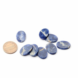 Lot (8) 18x13mm vintage Austrian D.S flat oval blue sodalite gemstones
