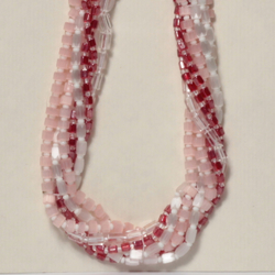 Vintage Czech 7 strand necklace satin atlas crystal red lustre glass beads