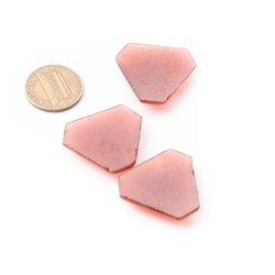 Antique Czech carnelian opaline triangle glass cabochons (3) 26x24mm 