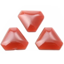 Antique Czech carnelian opaline triangle glass cabochons (3) 26x24mm 