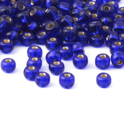 Rare vintage Czech silver lined cobalt blue seed glass beads. Lot (270) 3mm