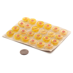 Card (24) vintage Czech red flower golden amber glass buttons 18mm