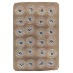 Card vintage Czech hand painted blue flower clear glass buttons 13mm (24) 