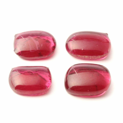 Lot (4) C19th Czech antique cranberry pink glass cabochon drops