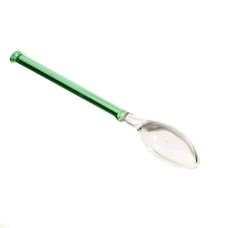 Antique Czech crystal green bi-color art Glass spoon 6.25"