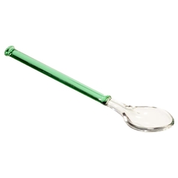 Antique Czech crystal green bi-color art Glass spoon 6.25"