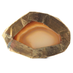 Vintage metal wrapped natural agate slice jewelry pendant finding