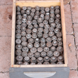 Lot (101) 1920's Vintage impression die molds Czech glass button steel punches hubs