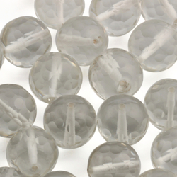 Lot (33) large Austrian D.S vintage crystal clear round faceted glass beads prisms 15mm