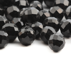 Lot (81) Austrian D.S vintage jet black round faceted glass beads 12/13mm