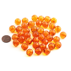 Lot (40) Austrian D.S vintage amber topaz round faceted glass beads 13mm