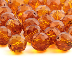 Lot (40) Austrian D.S vintage amber topaz round faceted glass beads 13mm