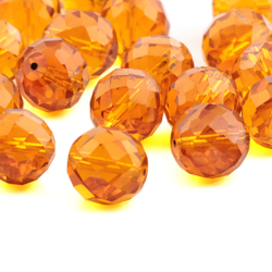 Lot (20) Austrian D.S vintage amber topaz round faceted glass beads 13/14mm