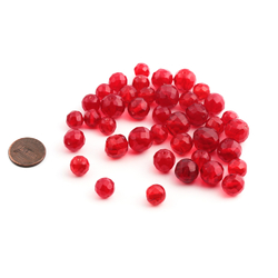 Lot (40) Austrian D.S vintage ruby red round faceted glass beads