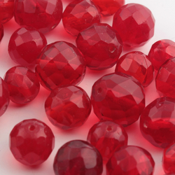 Lot (40) Austrian D.S vintage ruby red round faceted glass beads