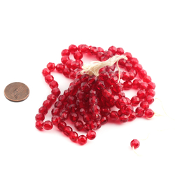 Lot (175) Austrian D.S vintage ruby red round faceted glass beads