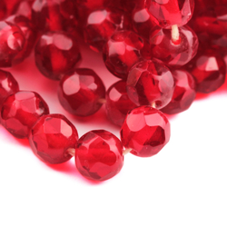 Lot (175) Austrian D.S vintage ruby red round faceted glass beads
