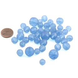 Lot (41) Austrian D.S vintage frost sapphire blue round faceted glass beads