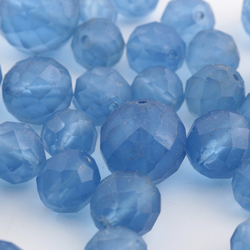 Lot (41) Austrian D.S vintage frost sapphire blue round faceted glass beads