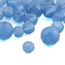 Lot (41) Austrian D.S vintage frost sapphire blue round faceted glass beads