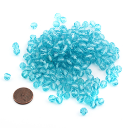 Lot (209) Austrian D.S vintage light blue round faceted glass beads 6.5mm