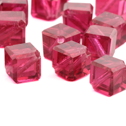 Lot (21) Austrian D.S vintage amethyst cranberry cube faceted glass beads 11mm
