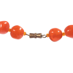 Vintage 17" necklace Czech semi translucent orange nugget glass beads