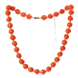 Vintage 17" necklace Czech semi translucent orange nugget glass beads