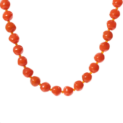 Vintage 17" necklace Czech semi translucent orange nugget glass beads