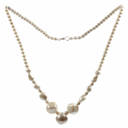 Vintage Czech necklace pearl round teardrop nugget ball glass beads